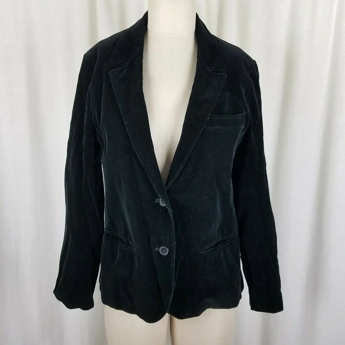 Vintage Breckenridge Black Velvet Jacket Blazer Womens 12 Two Button Up Riding 1