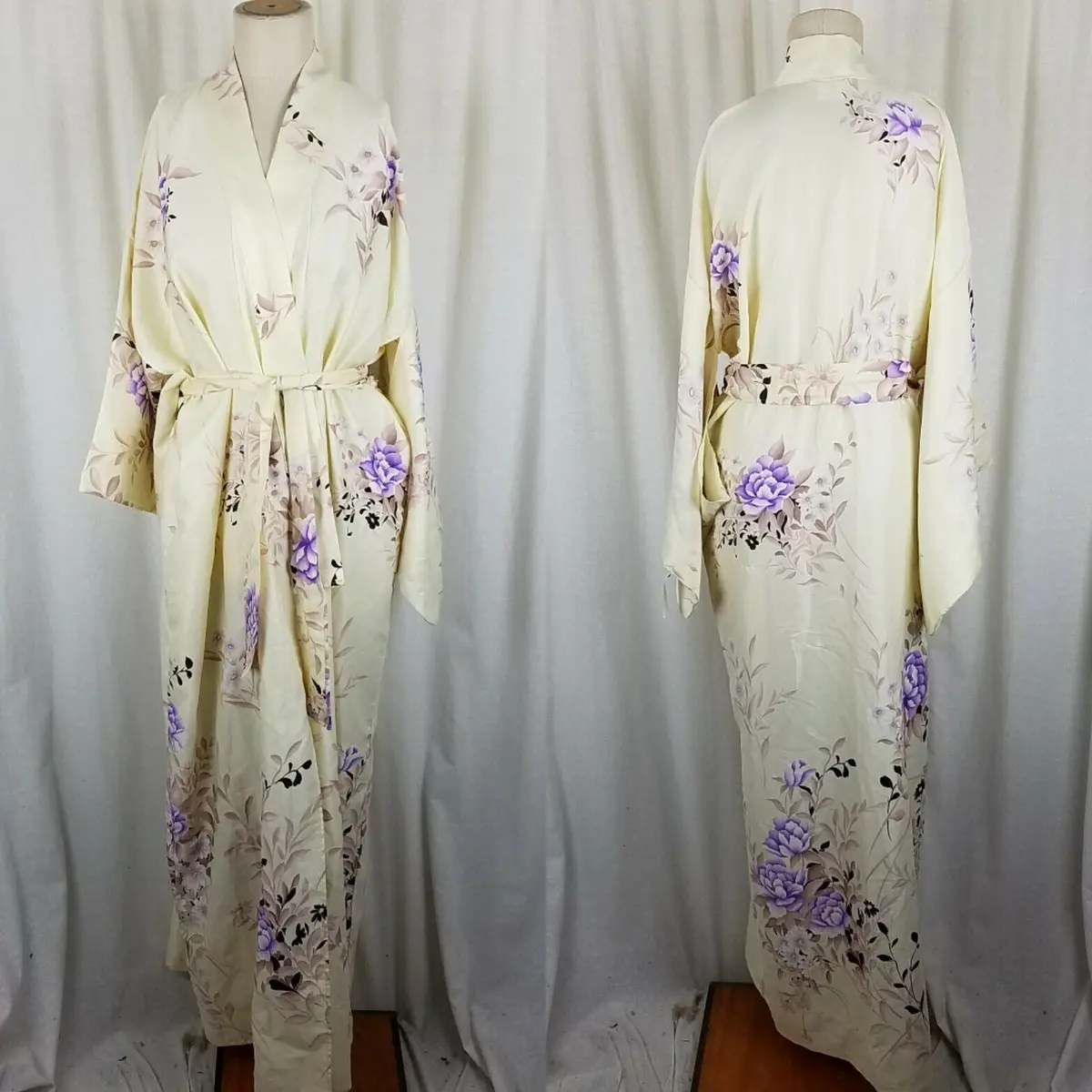 Vintage Marukyo Kimono Wrap Maxi Robe Purple Made In Japan Asian Cosplay 57” Tie 1