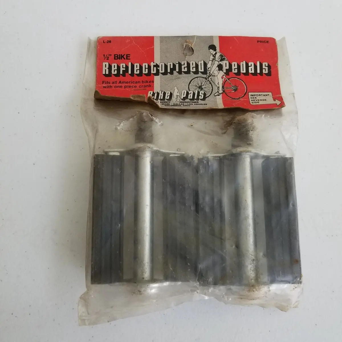 Vtg 1/2 In Reflectorized Pedals 2 Block Bike Pals Darcy Fits American One Crank 1