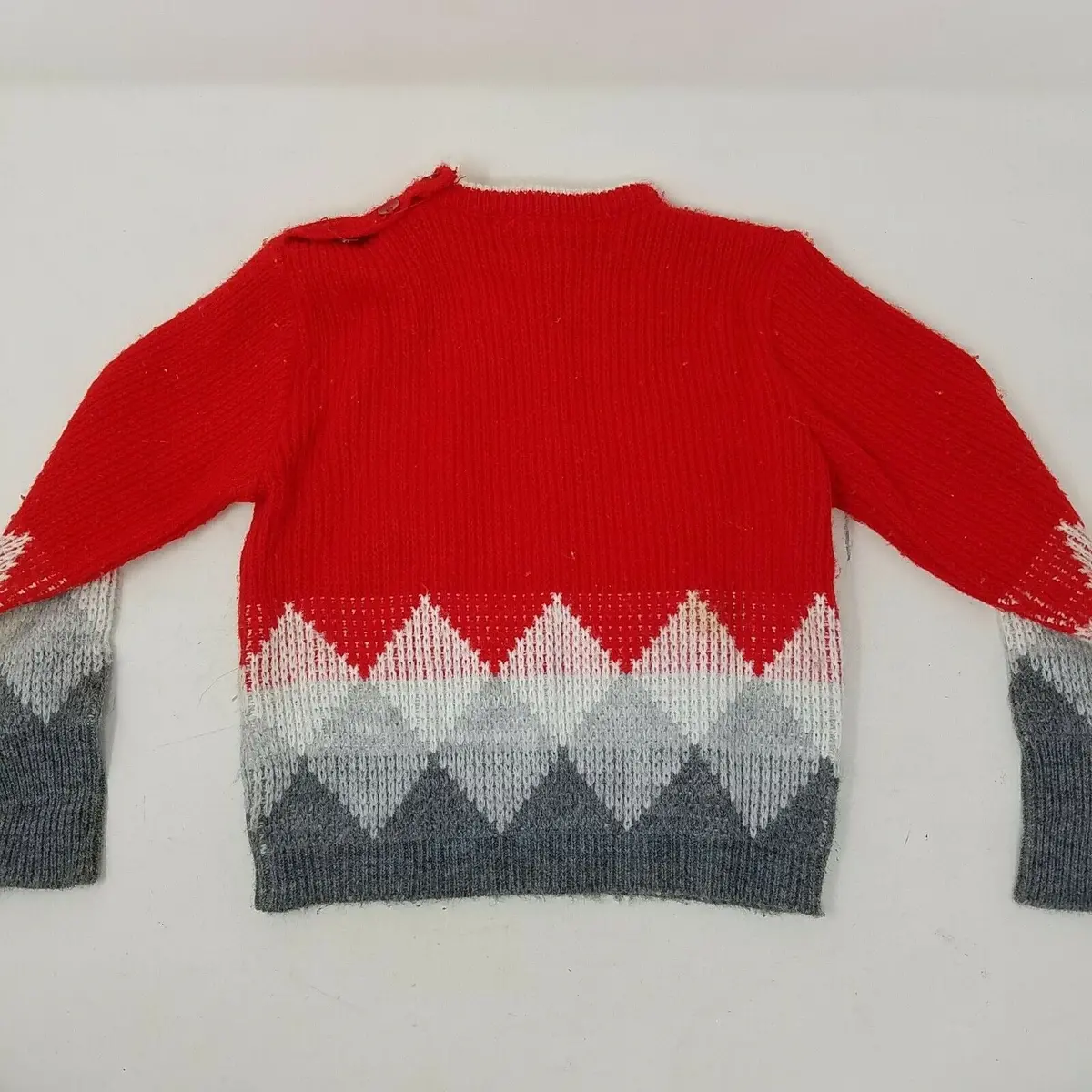 Vintage St Michael Orlon Acrylic Knit Pullover Argyle Sweater Red Baby Boys 2T 1
