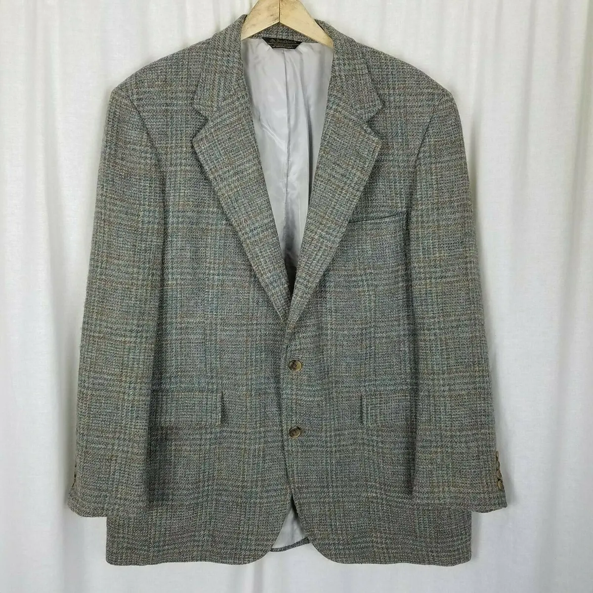 David Wood Southwick Wool Tweed Woven Multicolor Plaid Sport Coat Jacket Mens 47 1