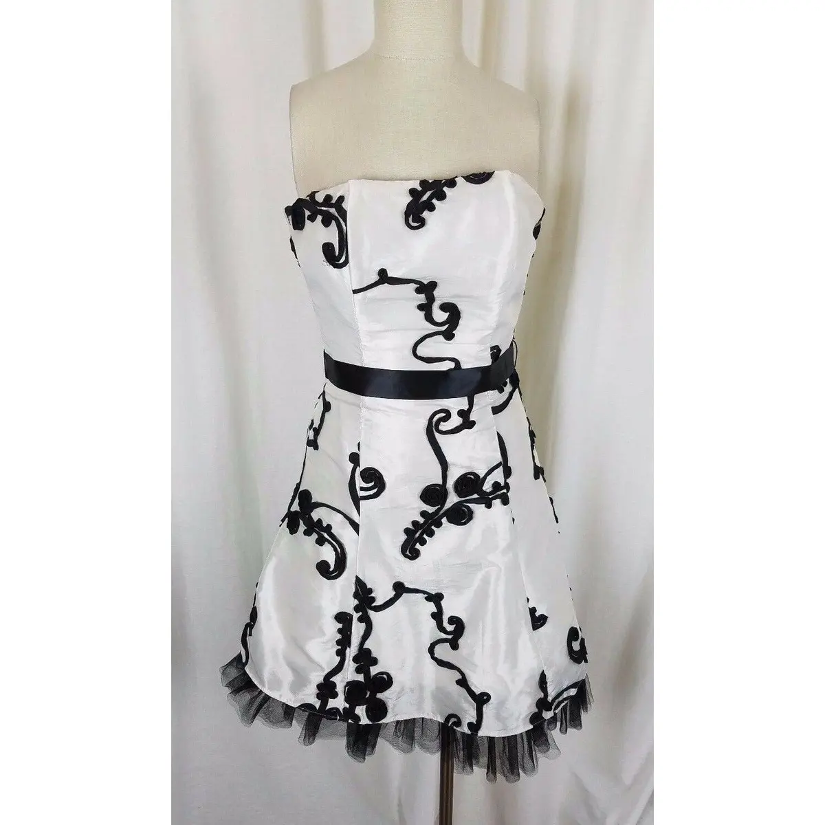 Jessica Mcclintock Ribbon Strapless Mini Formal Cocktail Prom Dress Womens 4 Usa 1