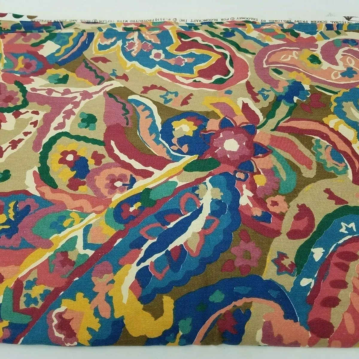 1+ Yards Saloomey For Bloomcraft Screenprint Fabric Material P-9510 Abstract 1