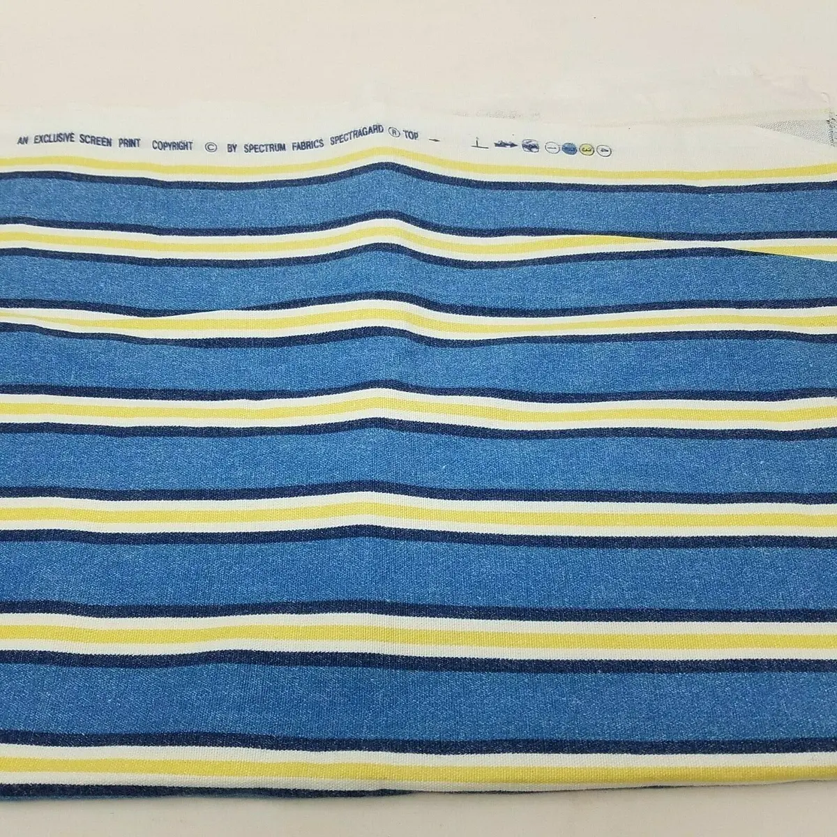 Spectrum Fabrics Spectragard Blue Striped Upholstery Fabric Vintage 1+ Yards 1