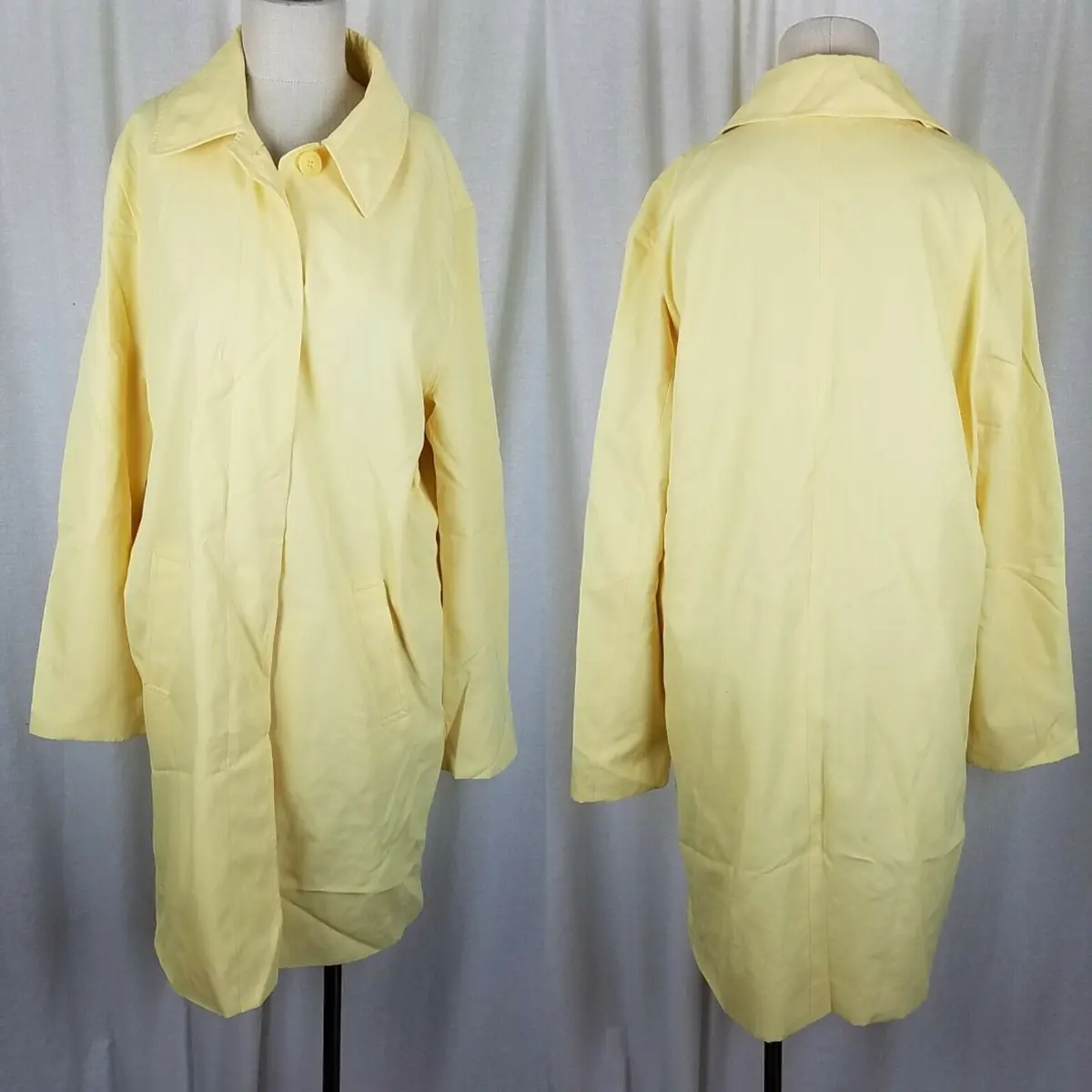 Lrl Lauren Ralph Lauren Light Yellow Placket Front Trench Coat Women's Size Large 1
