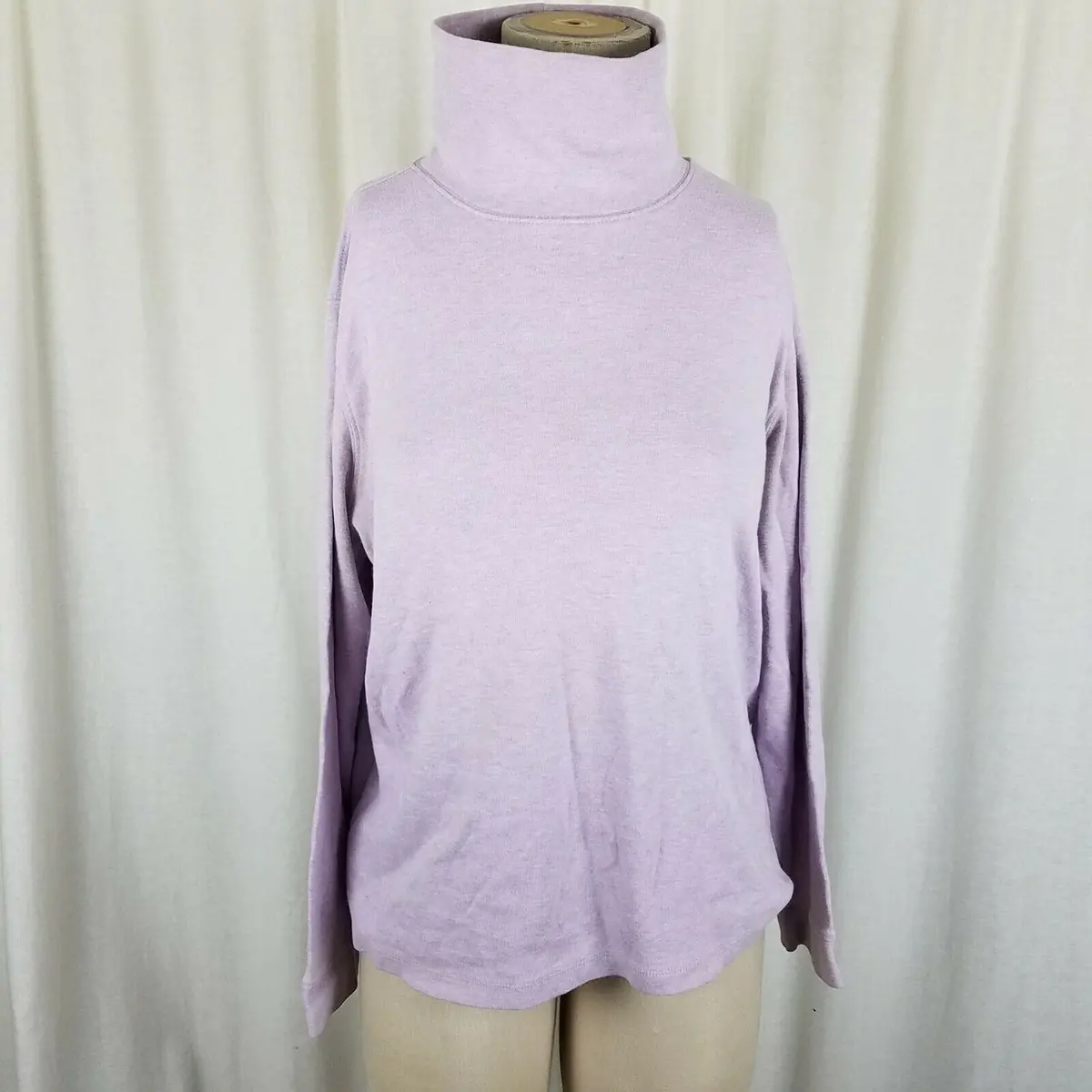 Ll Bean Jersey Knit Long Sleeve Heathered Turtleneck Shirt Top Womens Xl Pastel 1