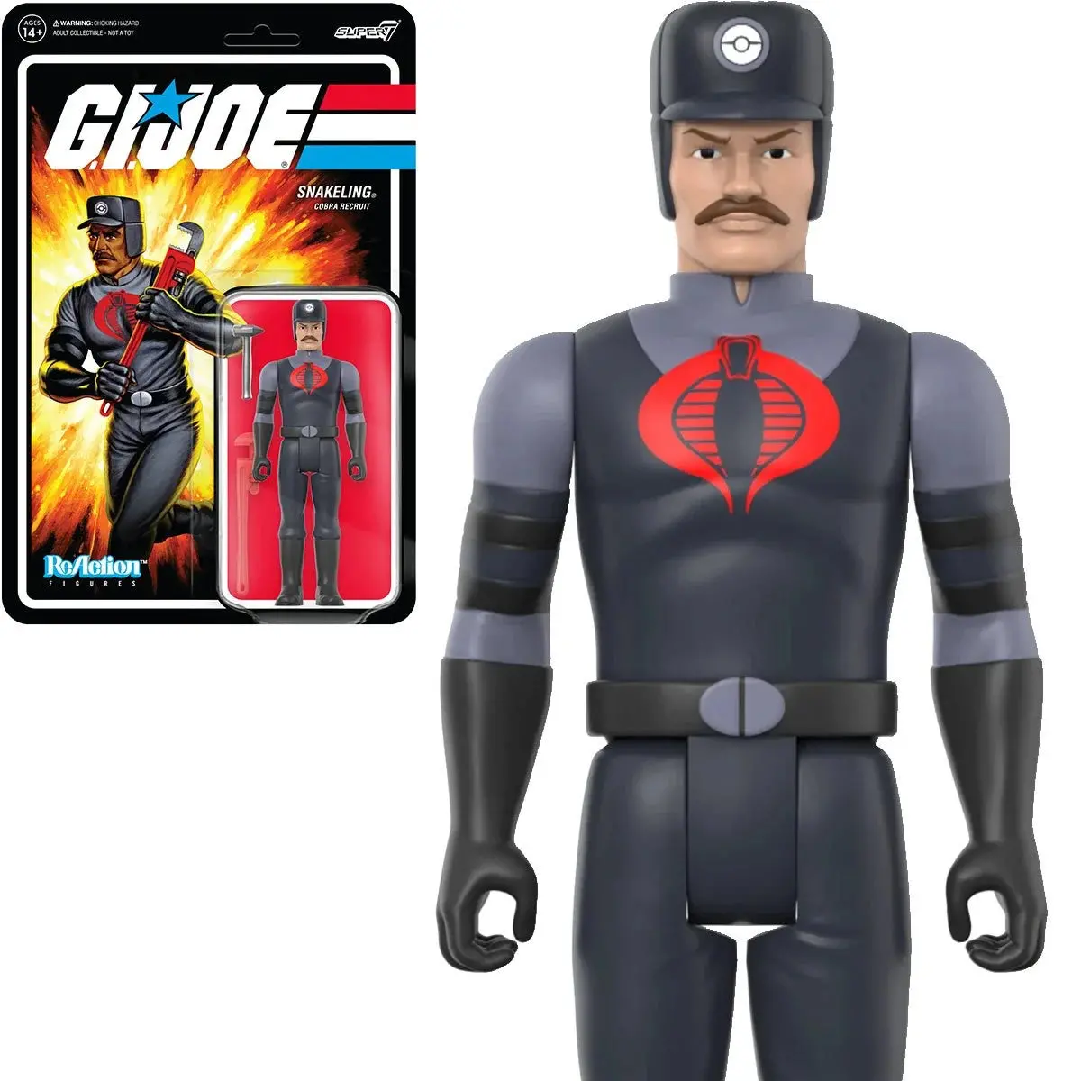 Super7 Reaction Figures - G.I. Joe - Snakeling Cobra Recruit (Mustache - Tan) Action Figure (82000) Low Stock 1