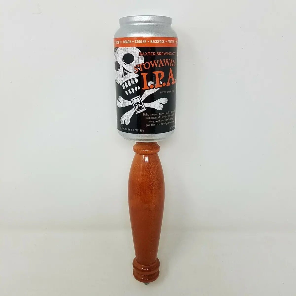 Baxter Brewing Maine Craft Beer Tap Handles Stowaway Ipa Can Skull & Crossbones 1
