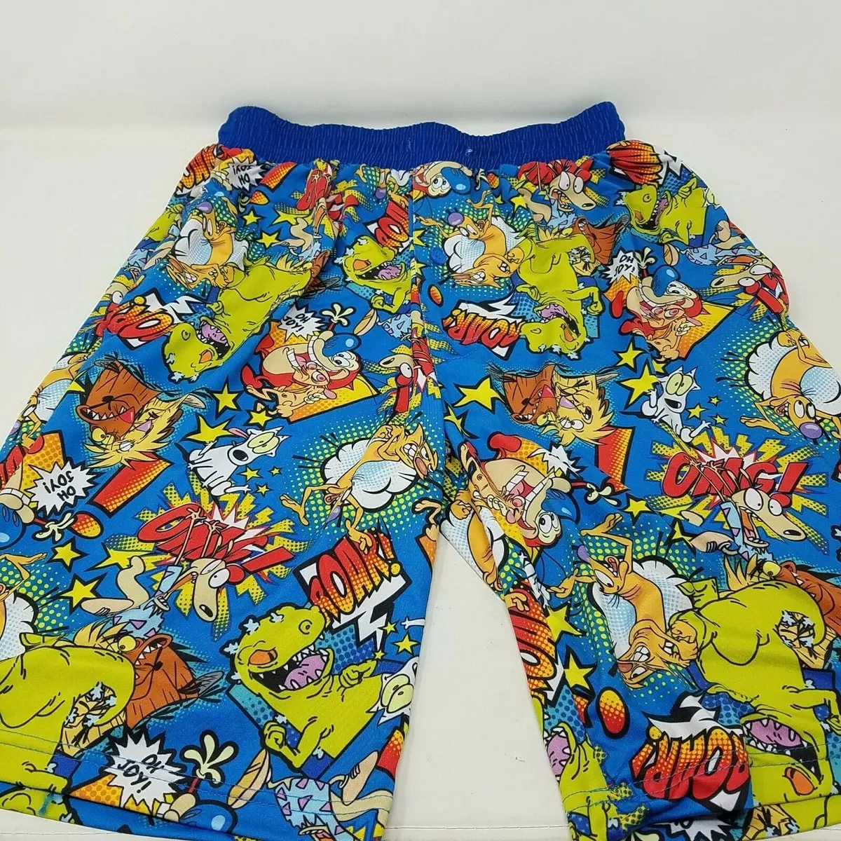 Vintage Nickelodeon Ren & Stimpy Gym Sleep Shorts Long Cartoon Novelty Mens M 1