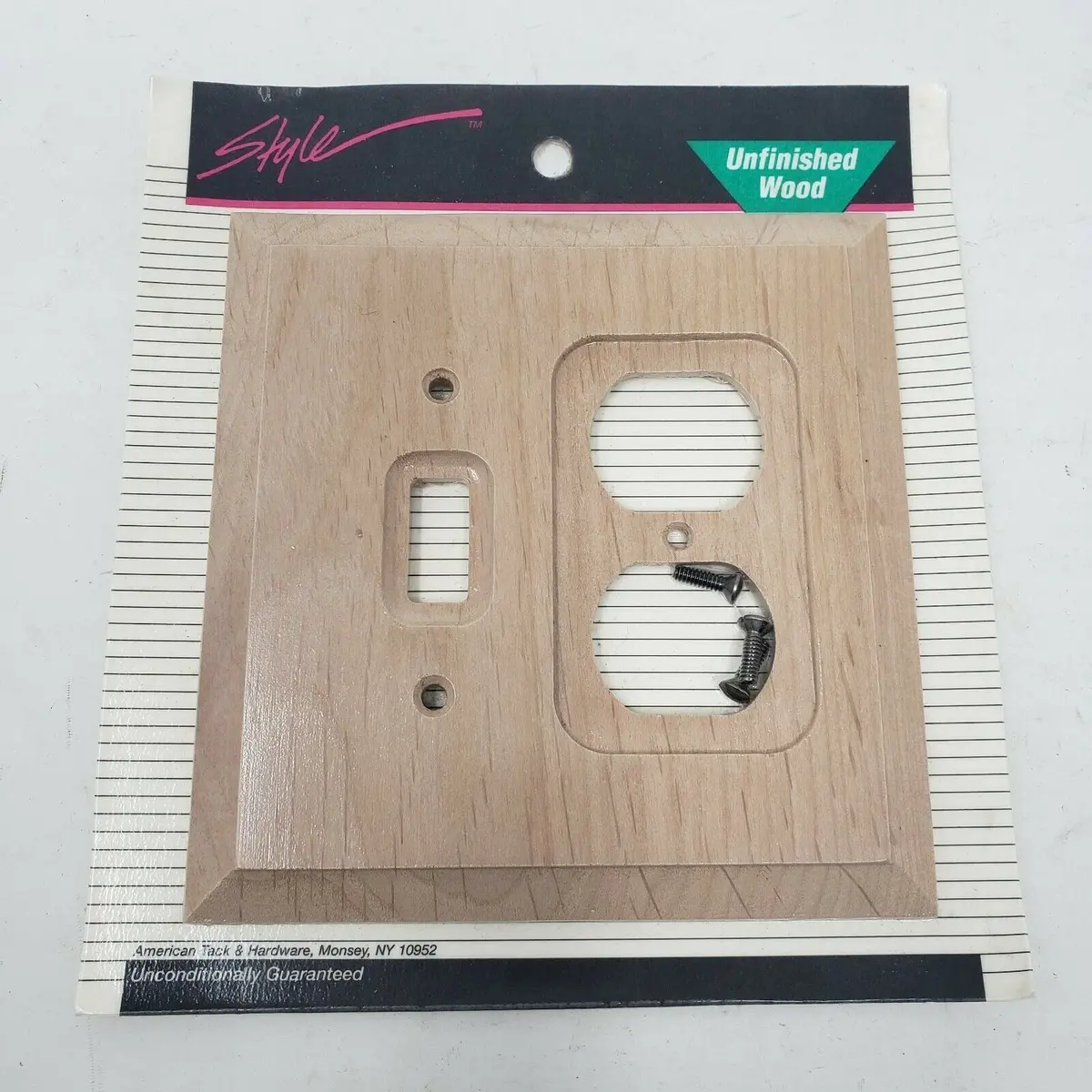 Vintage Style Unfinished Wood Combo 1 Duplex 1 Switch Electric Cover Wall Plate 1