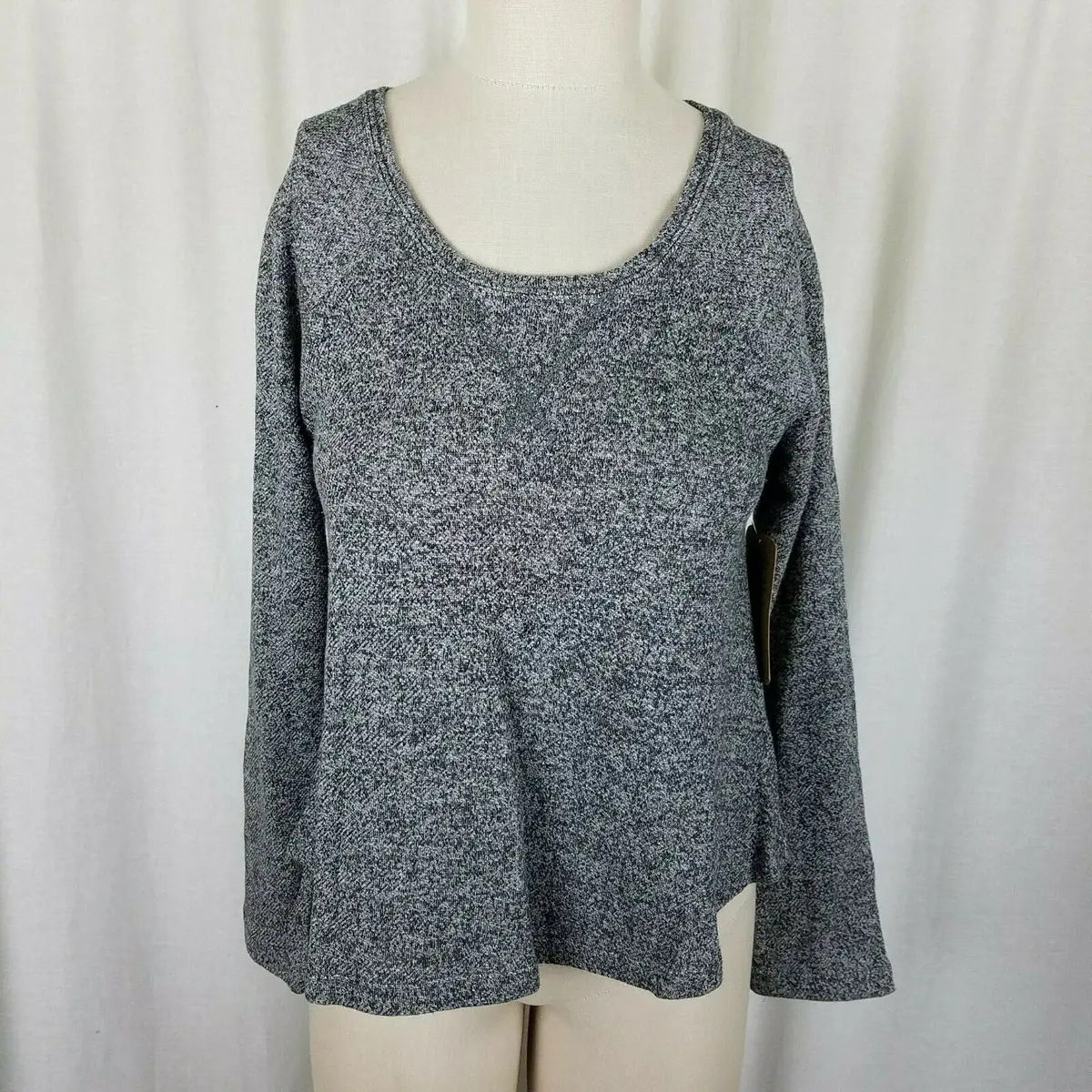 Threads 4 Thought Jersey Knit Sweatshirt Top Mottled Heathered Black Womens Xs 1