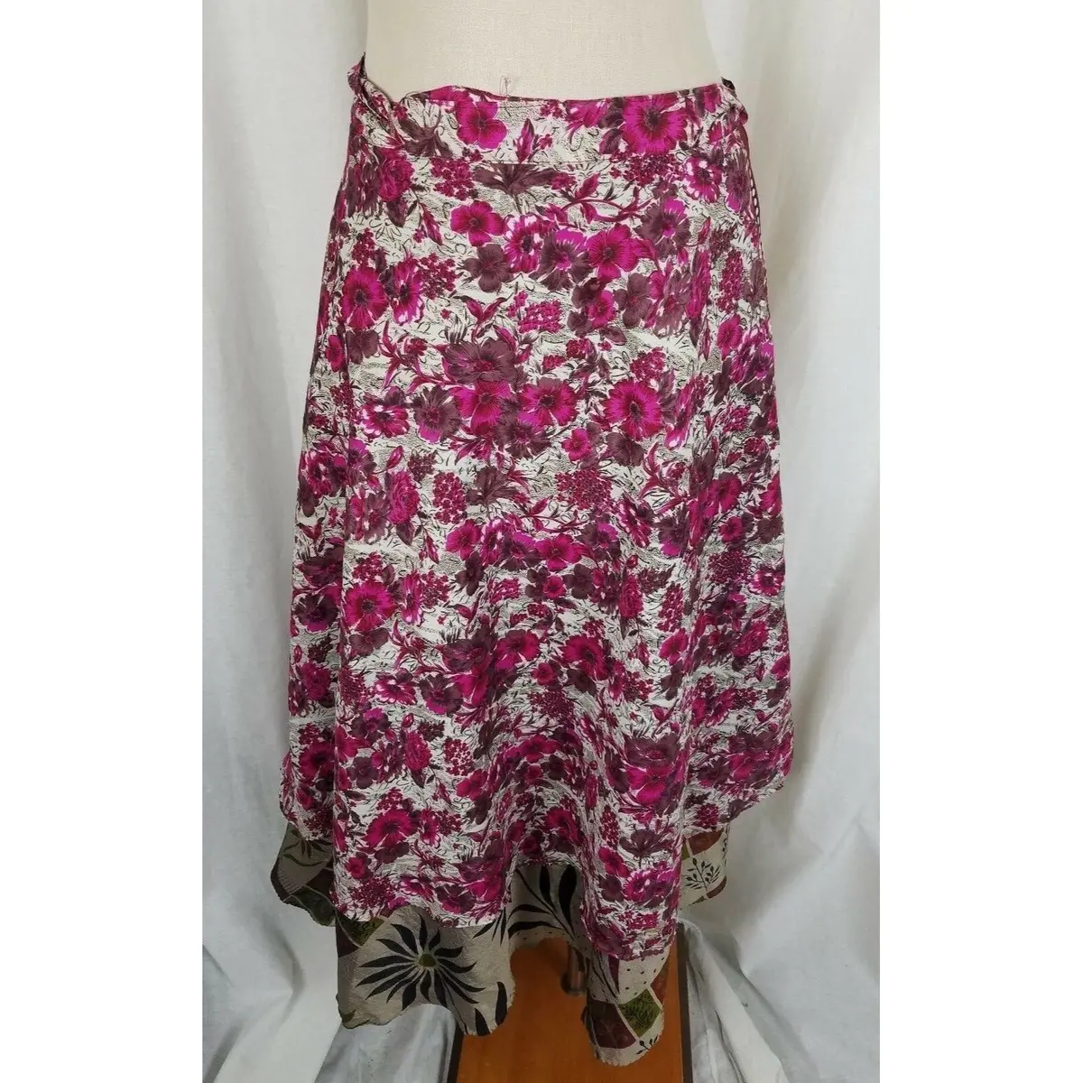 Mexicali Blues Layered Wrap Long Maxi Hippie Boho Silk Skirt Womens L Xl Floral 1