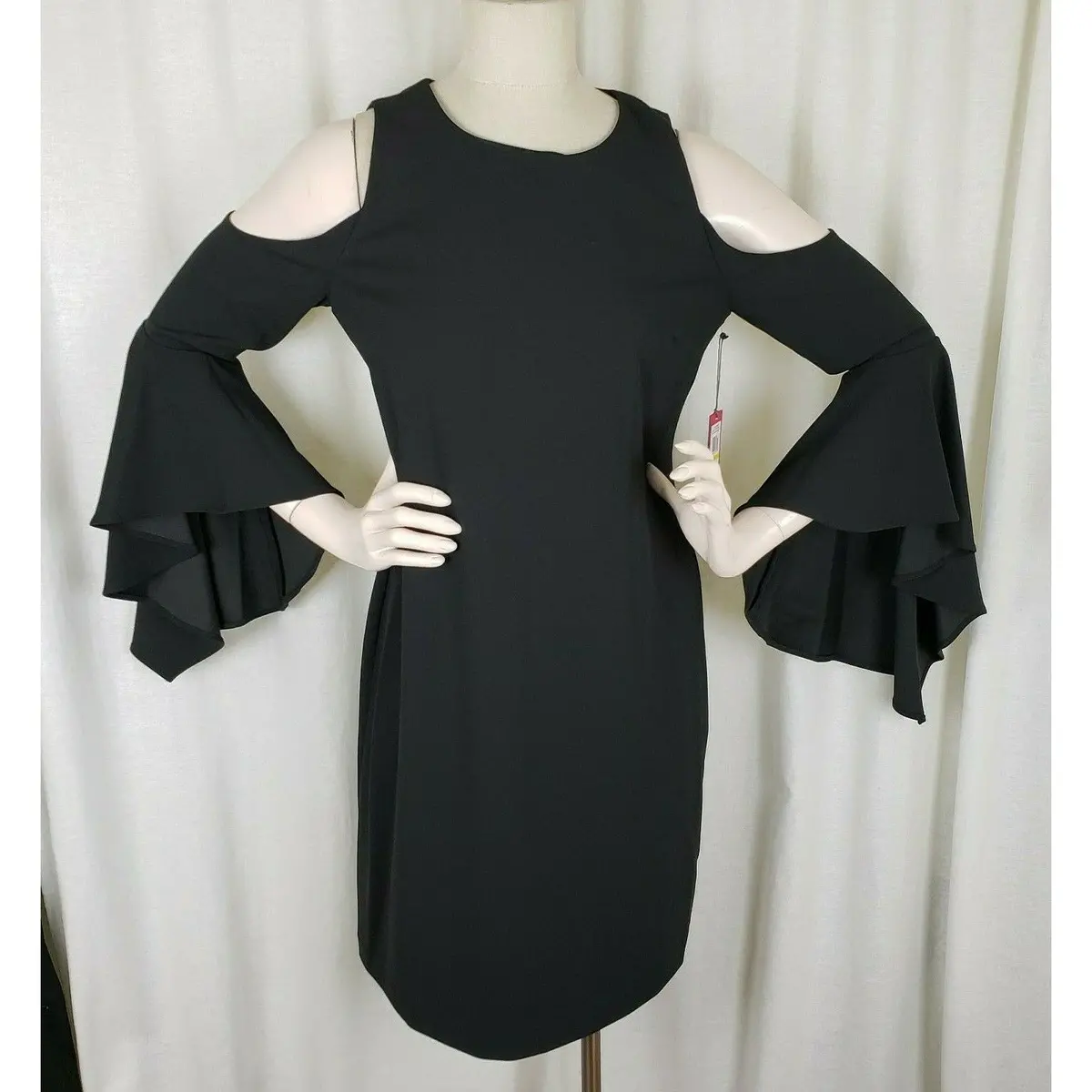 Vince Camuto Shimmer Luxe Bell Sleeve Bare Cold Shoulder Dress Womens M 9157903 1
