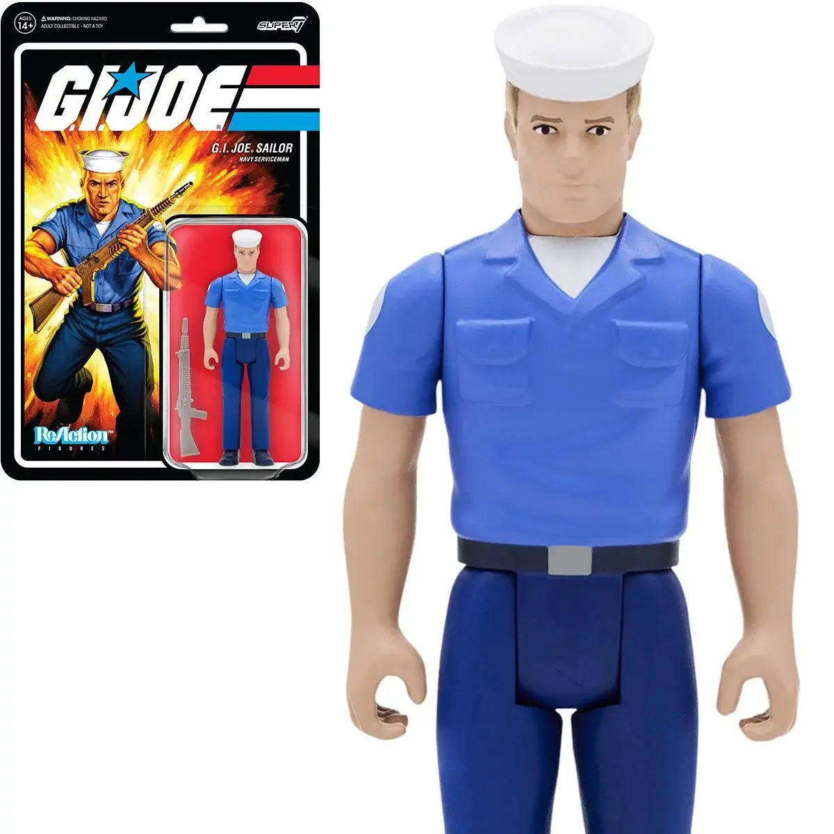 Super7 Reaction - G.I. Joe Sailor (Navy Serviceman) Blueshirt, Clean, Pink (Caucasian) Action Figure 81522 Low Stock 1