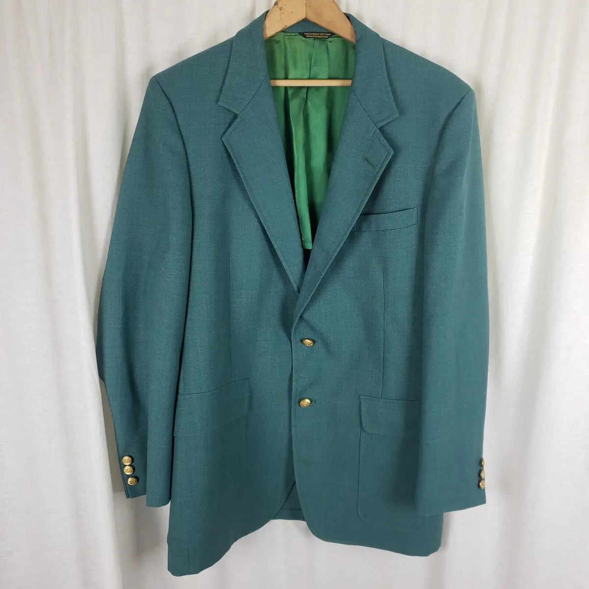Vtg Palm Beach Turquoise Teal Woven Sport Coat Blazer Jacket Mens 44 Mid Century 1