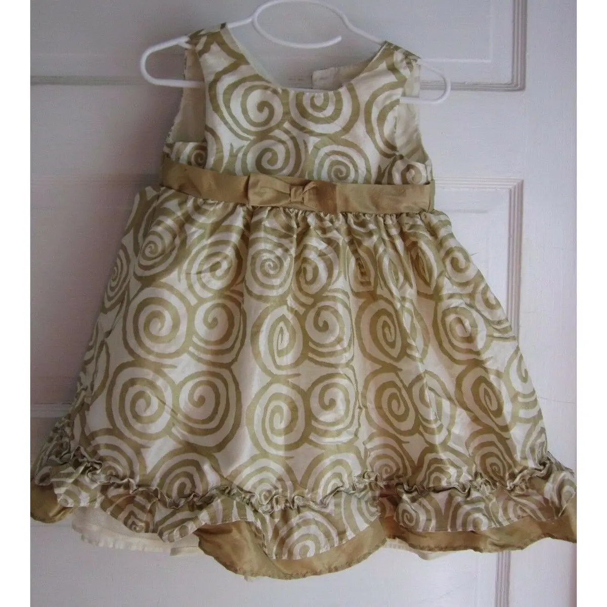 Cherokee Satin Tulle Gold Swirled Party Formal Holiday Dress Baby Girls 24M 1