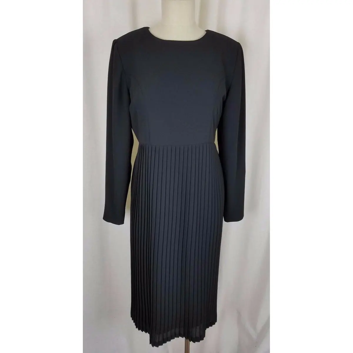 Verdi New York Milan Black Midi Cocktail Formal Dress Womens 4 Usa Pleated Skirt 1