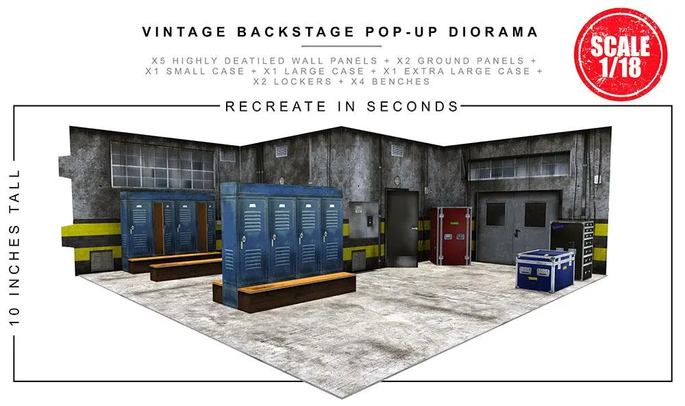 Extreme-Sets Vintage Backstage Pop-Up Diorama 1:18 (For 3.75 Inch Scale Action Figures) Playset Low Stock 1