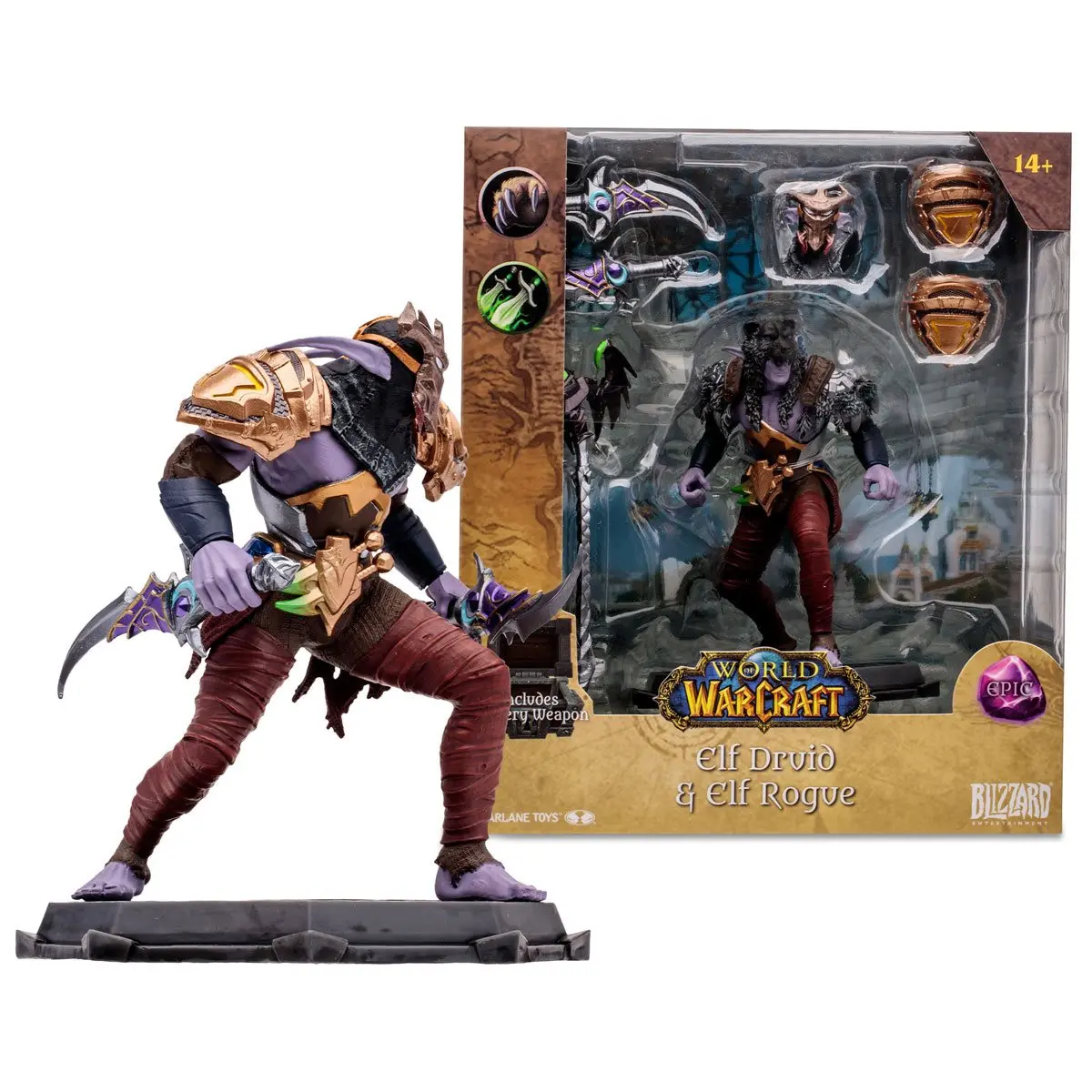 Mcfarlane Toys - World Of Warcraft (Wave 1) Elf Druid Rogue Epic 1:12 Scale Posed Figure Low Stock 1