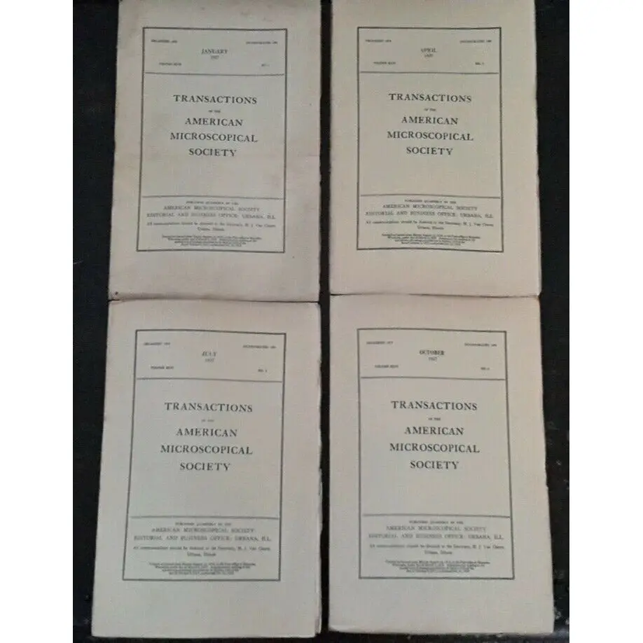 1927 Transactions Of The American Microscopical Society Vol Xlvi No 1-4 Booklets 1