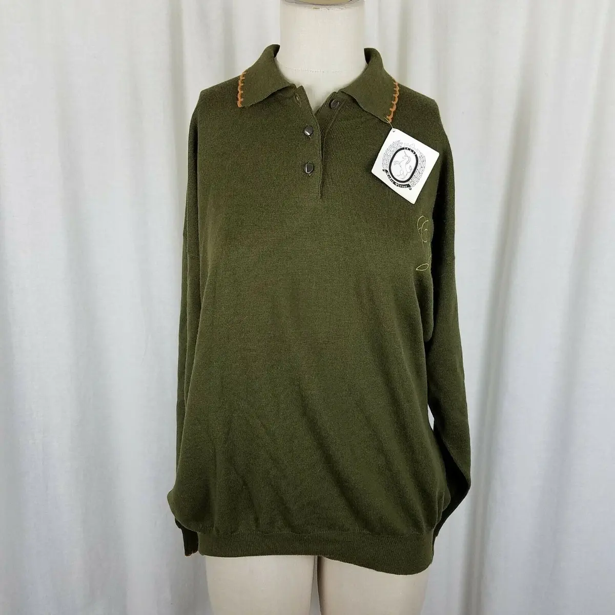 Clan Douglas Merino Wool Lightweight Knit Collared Henley Sweater Womens Xl 46 1