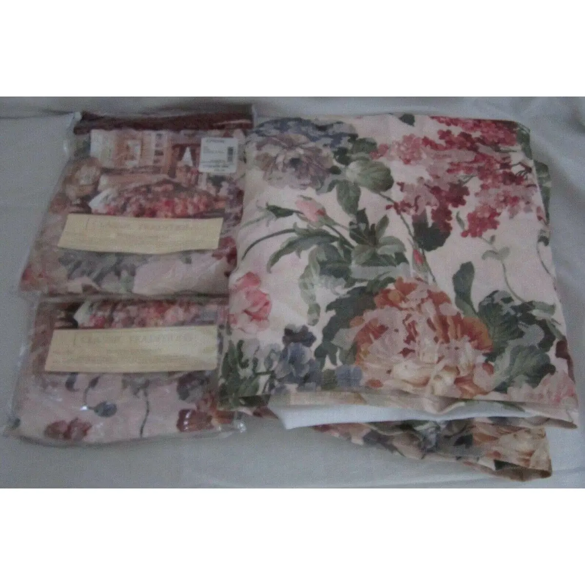 Jcpenney Classic Traditions Majestic Floral King Bedskirt 2 Pillow Shams 80S Nos 1