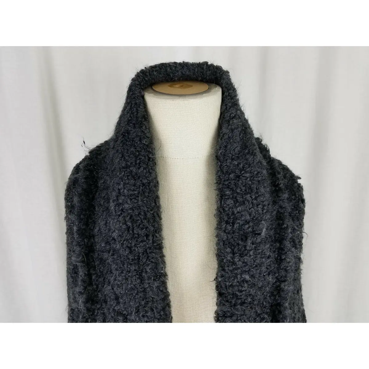 Banana Republic Boucle Long Open Front Merino Wool Cardigan Sweater Charcoal Xl 2