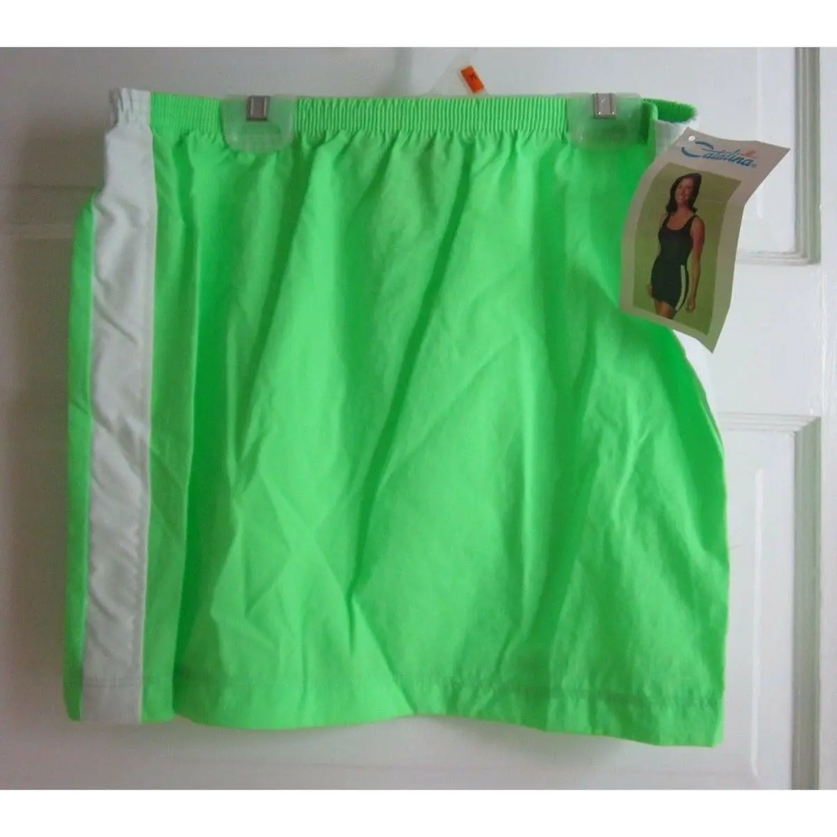 Catalina Neon Lime Green Racing Stripe Swim Skirt Swimwear Cover Up Women M Nos 1