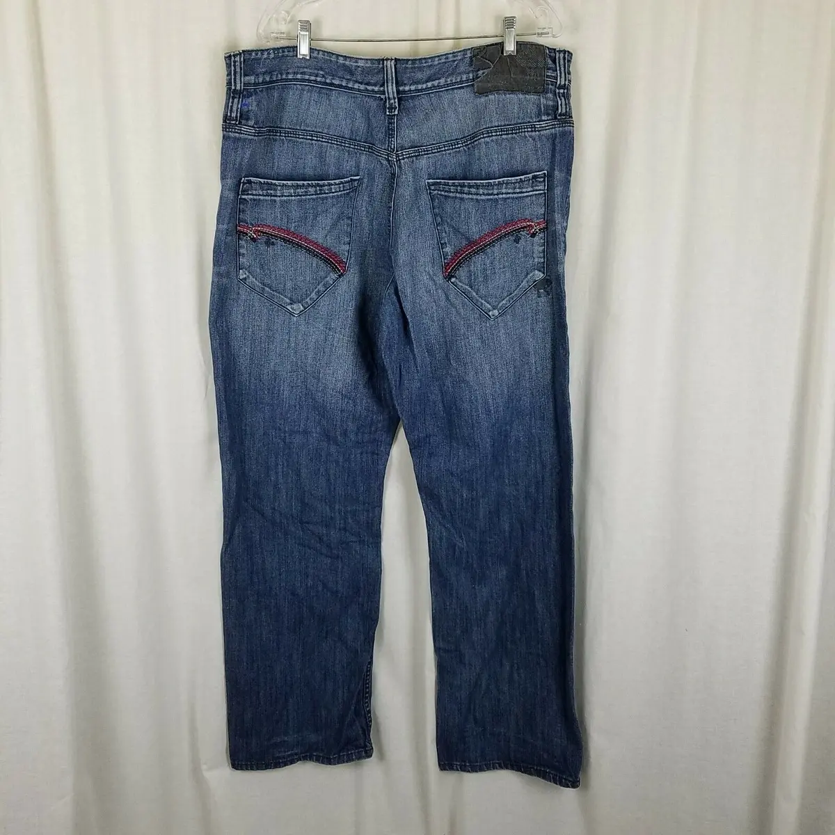 Rocawear Embroidered Hip Hop Streetwear Urban Baggy Denim Blue Jeans Mens 40X33 1