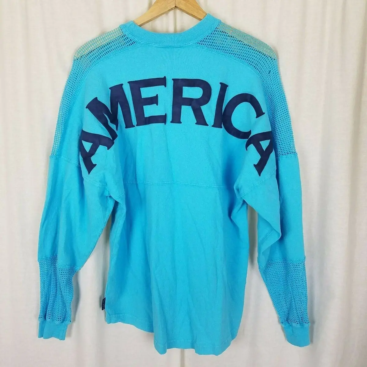 Spirit Jersey America Blue Mesh Long Sleeve T-Shirt Shirt Top Mens S Activewear 1