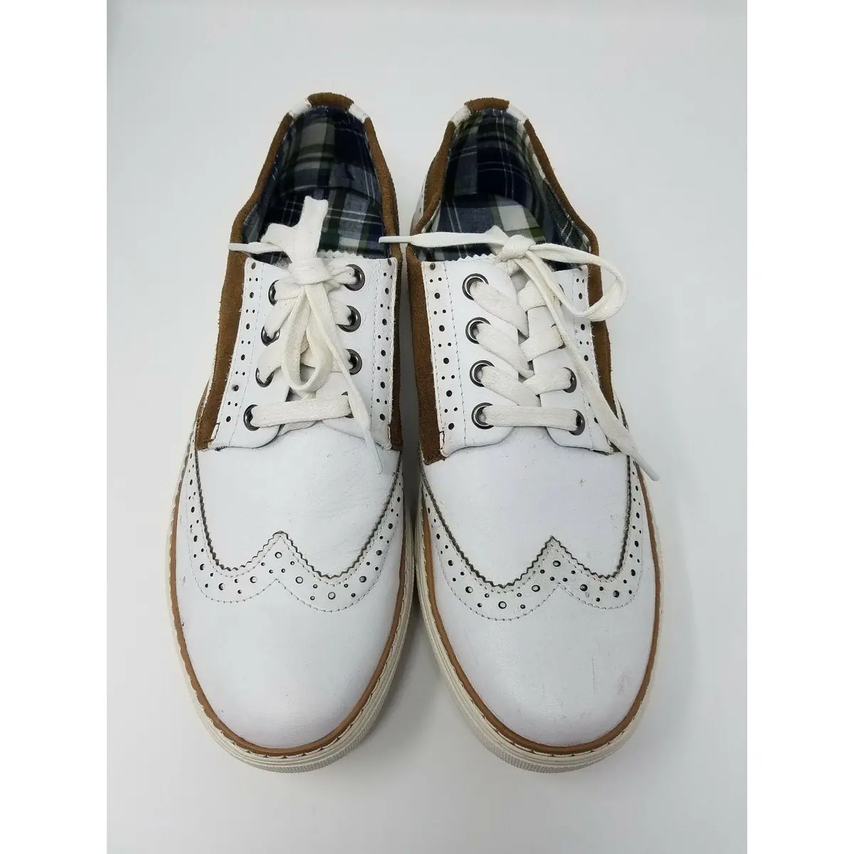 Joe's Waldo Leather Sneakers Saddle Shoes Mens 8.5 White Brown Style# Jg705s13 2