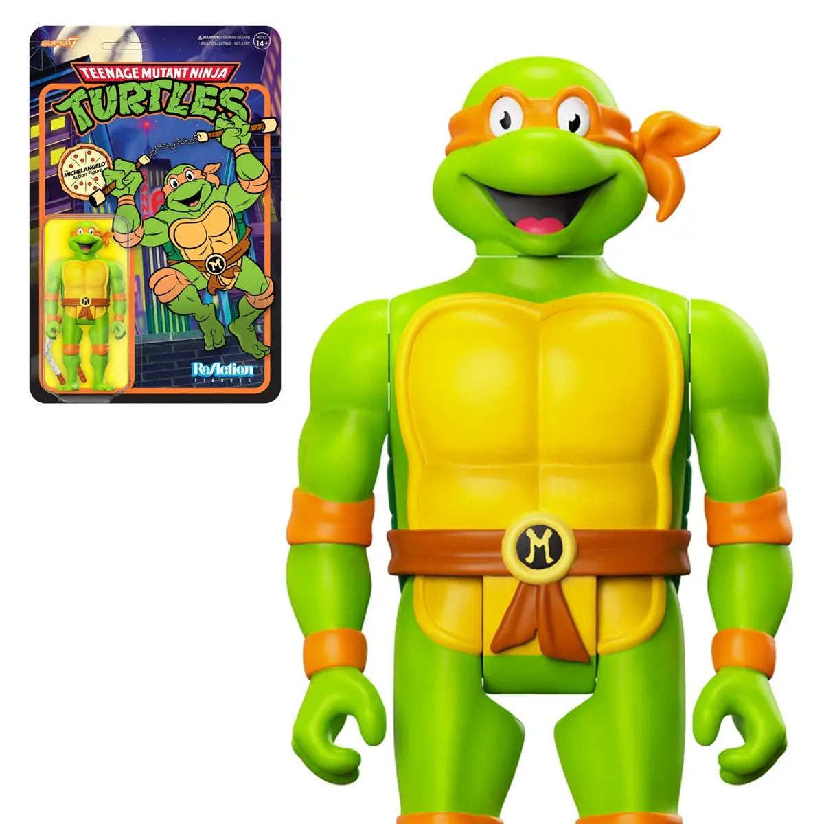 Super7 Reaction Figures - Teenage Mutant Ninja Turtles (Tmnt) - Wave 7 - Michelangelo (Toon) (82846) Low Stock 1