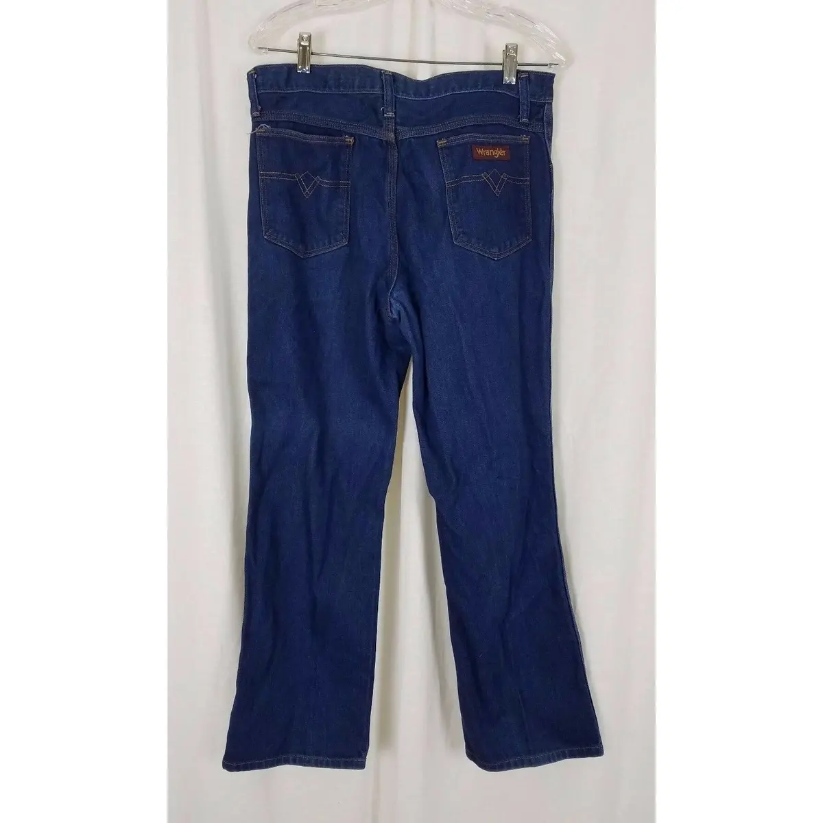 Vintage Wrangler Slim Fit Denim Blue Jeans Mens 34 Medium Made In Usa 84413Kb 1