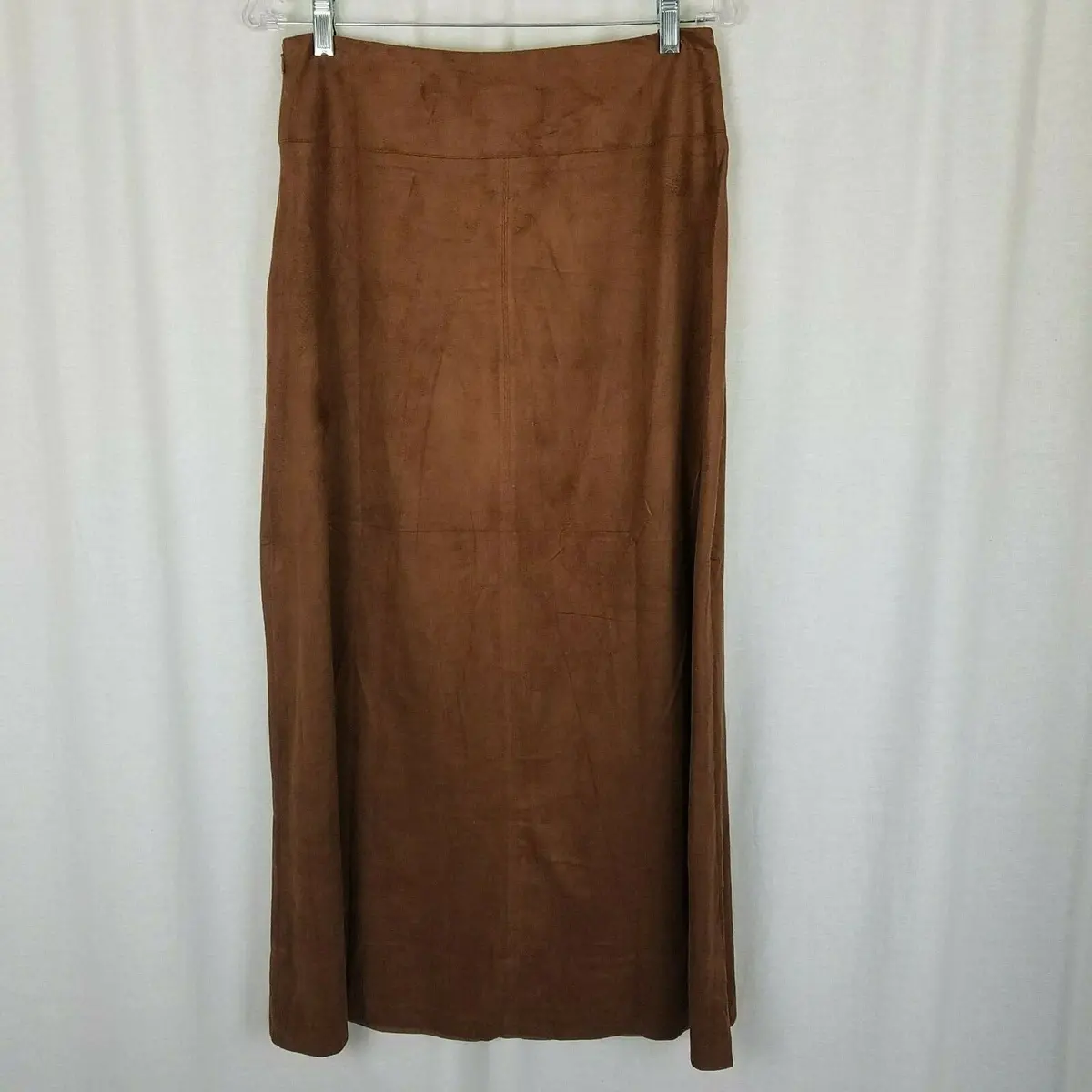 Chestudio Vegan Faux Leather Microsuede Long Maxi Peasant Boho Skirt Womens 10 1