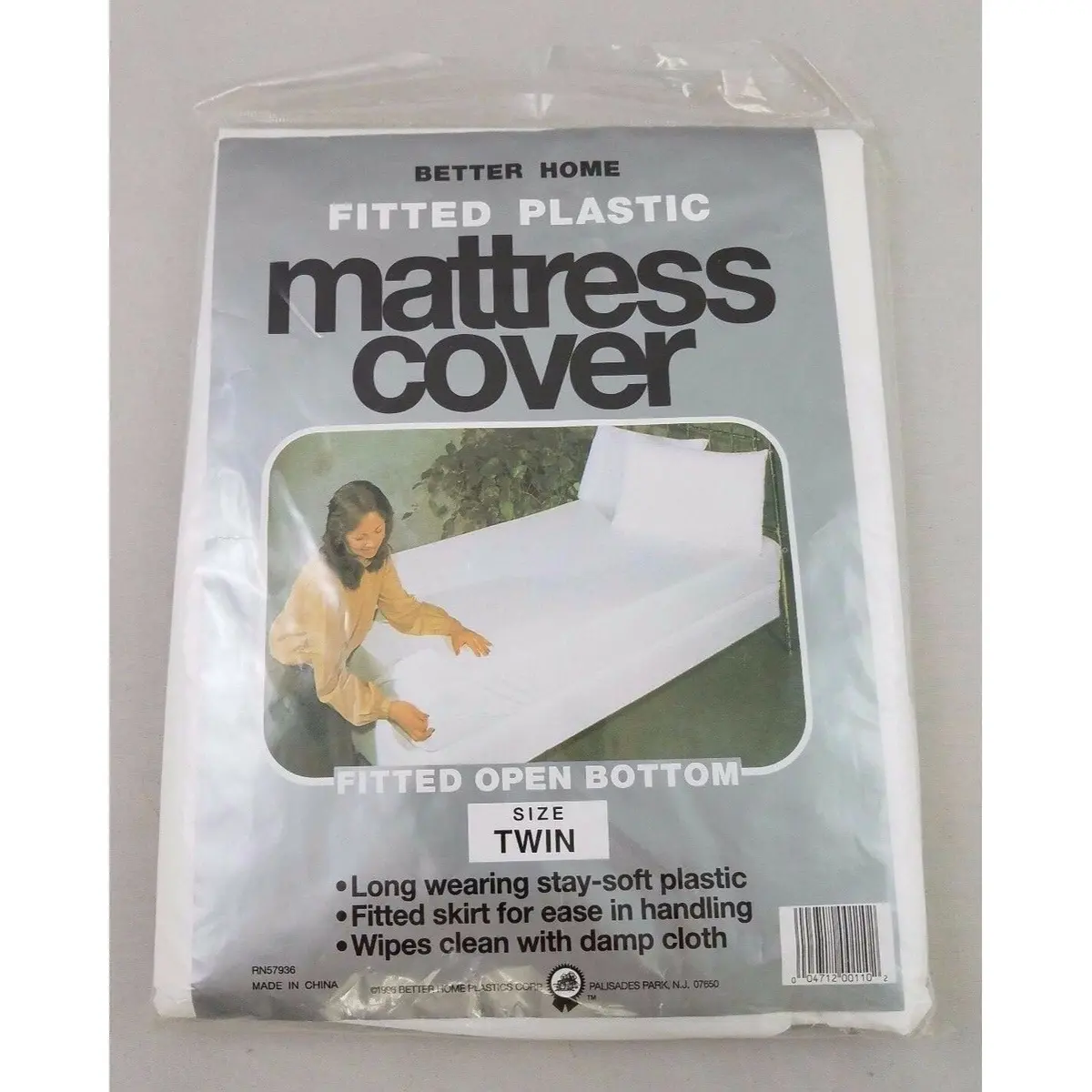 Vintage Better Home Plastic Fitted Open Bottom Mattress Cover Twin Size 1996 90S 1