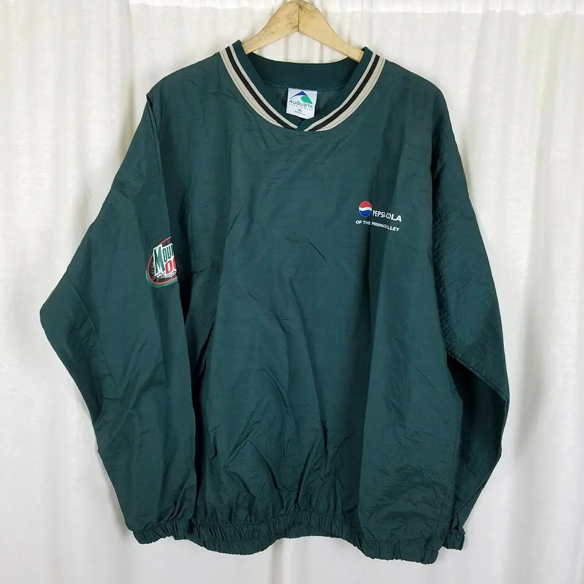 Augusta Sportswear Pepsi Mountain Dew Pullover Windbreaker Shirt Jacket Mens Xl 1