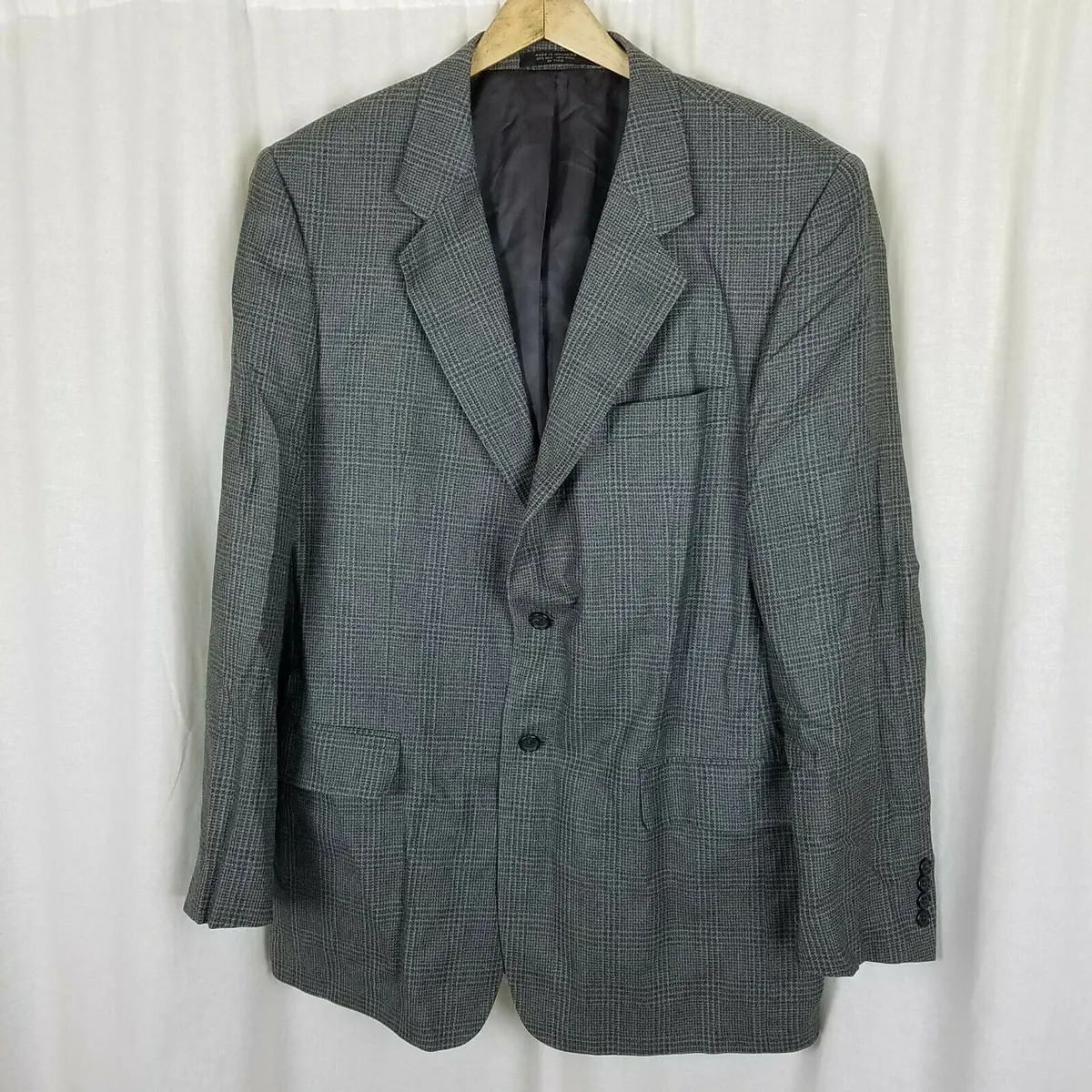 Versini Windowpane Glen Plaid Worsted Wool Silk Sportcoat Jacket Blazer Mens 42L 1