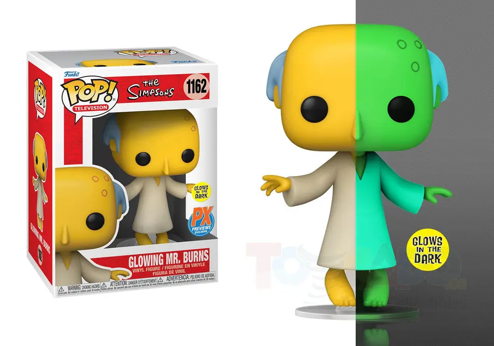 Funko Pop! Television #1162 - The Simpsons - Glowing Mr. Burns (Glows In The Dark) Vinyl Figure Px Previews Exclusive Low Stock 1