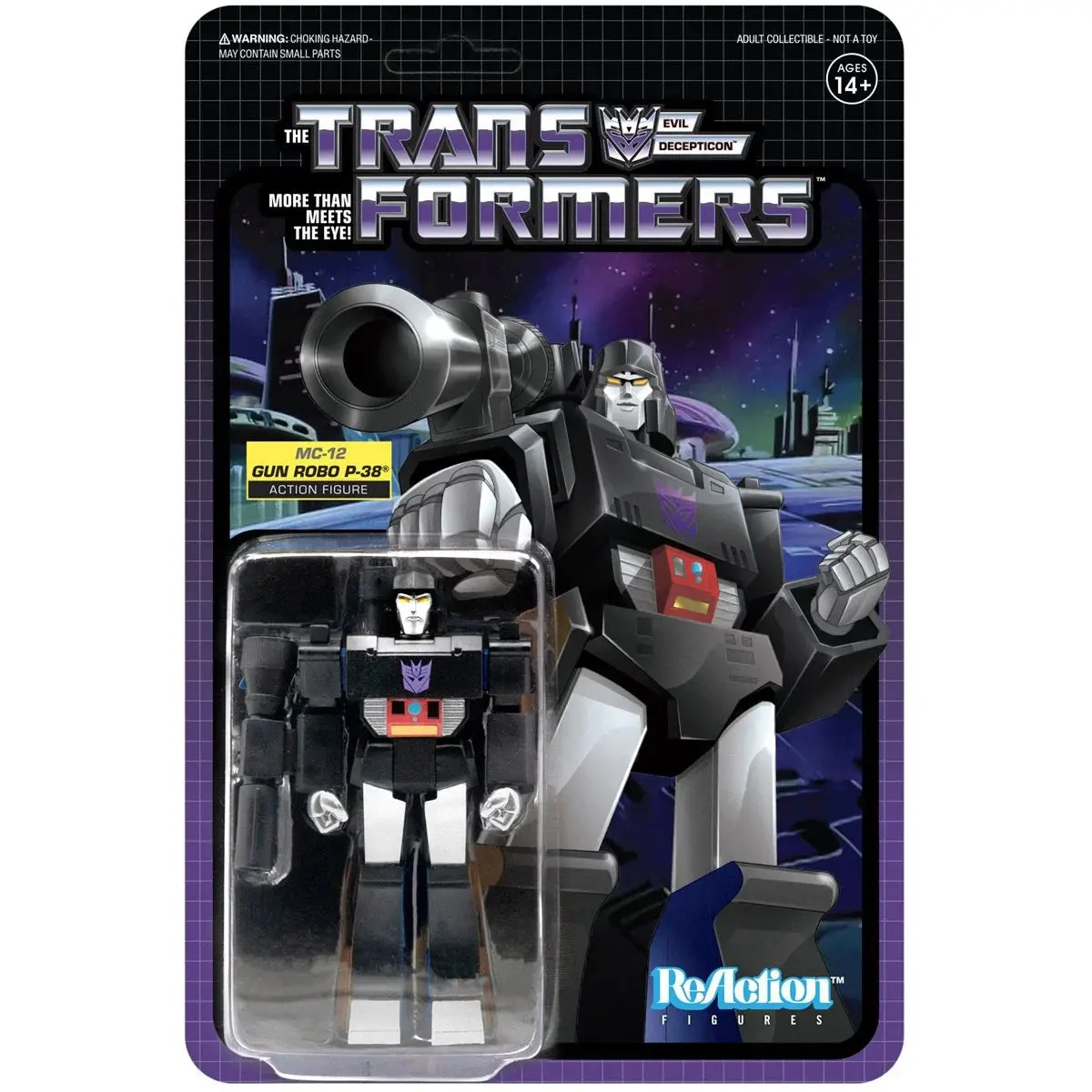 Super7 Reaction Figures -Transformers: Microchange Mc-12 Gun Robo P-38 (Black Megatron) Figure 81137 1