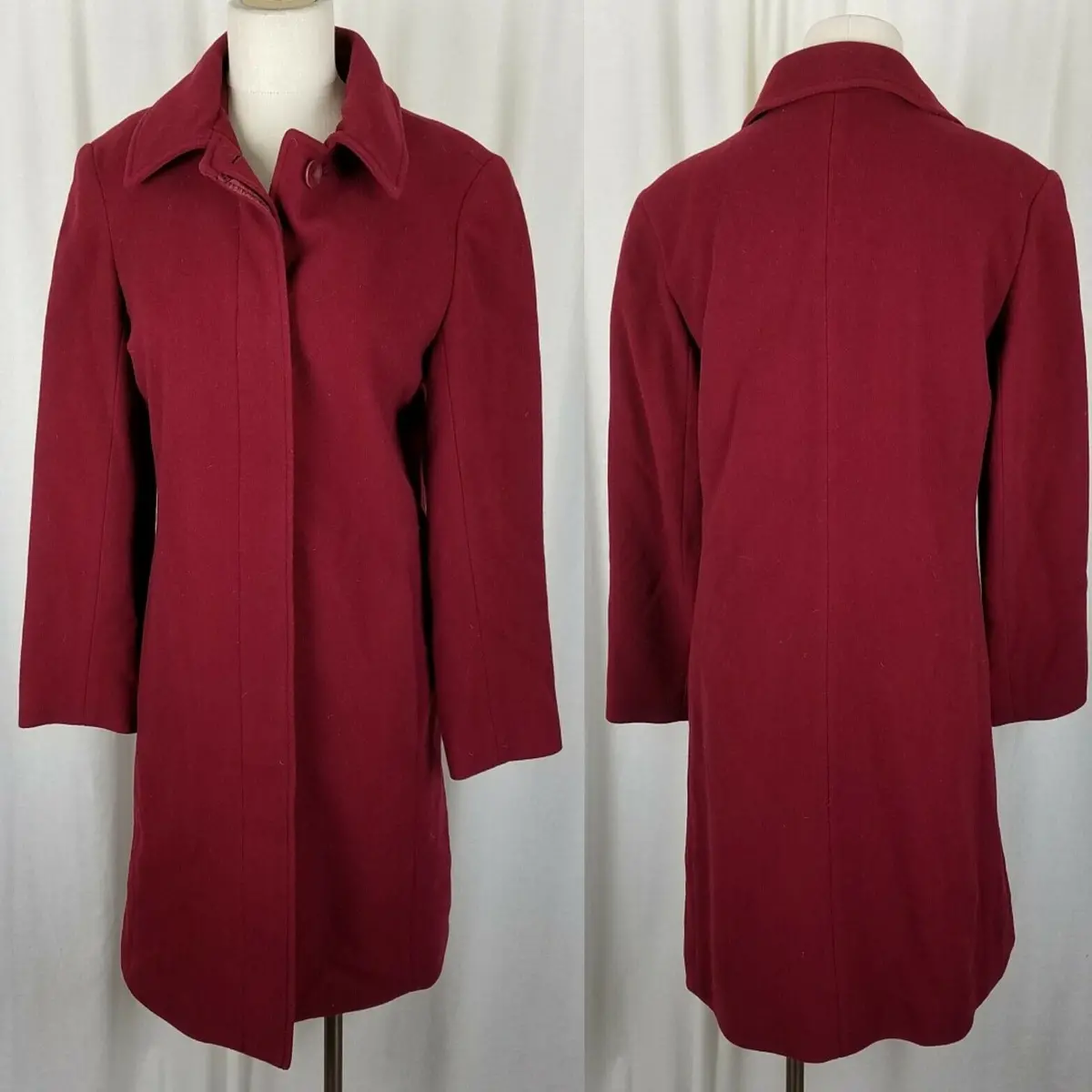 Eddie Bauer Wool Cashmere Walking Car Coat Peacoat Womens S Vintage Brick Red 1