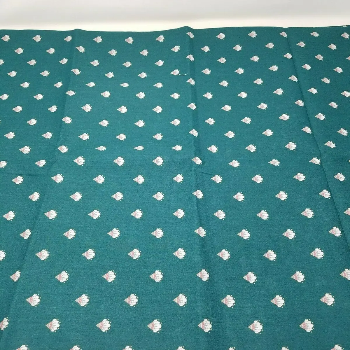 P.S. Designs Fabric Fan Print Turquoise Or Teal Blue Pink White Material 3 Yards 1