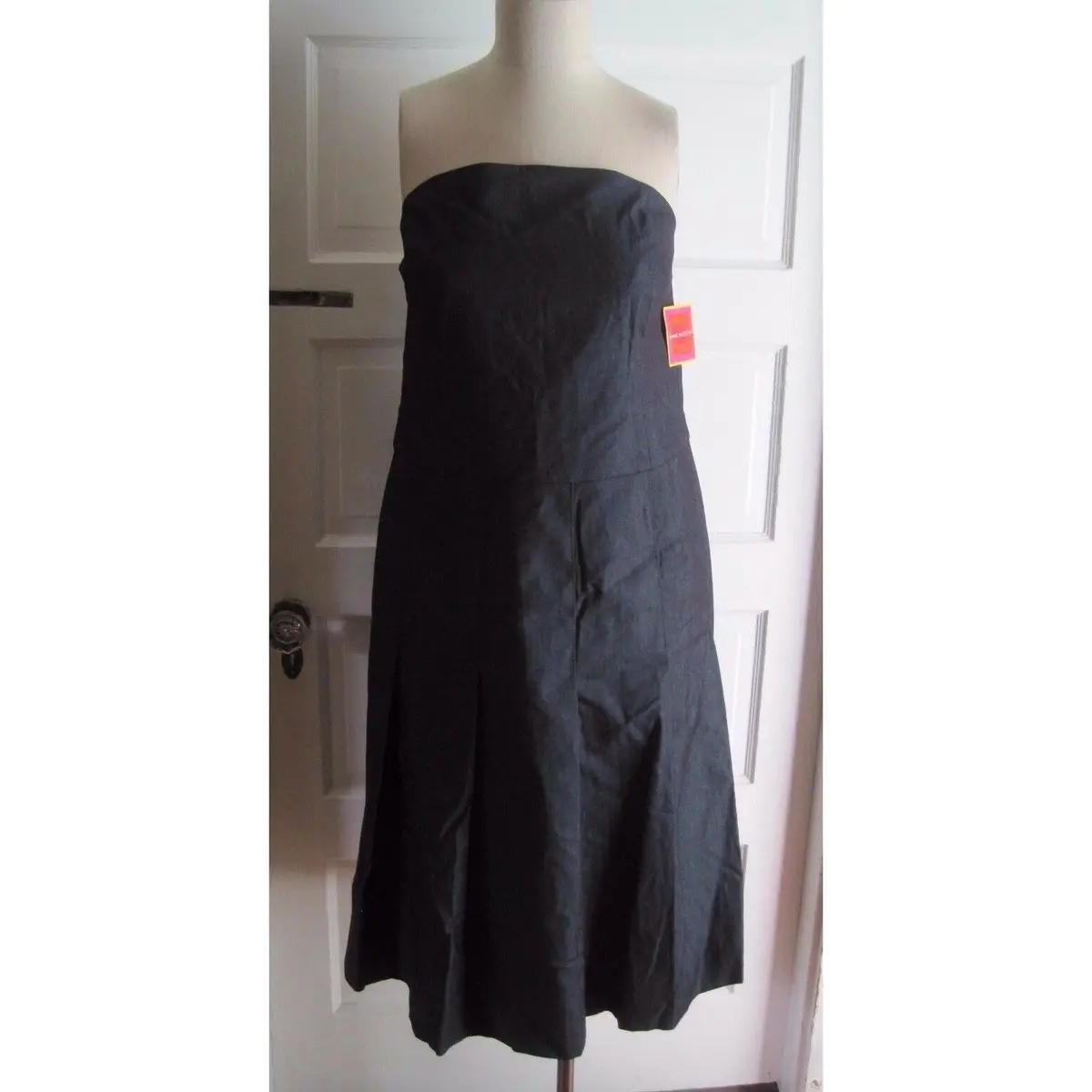 Isaac Mizrahi Strapless Indigo Denim Blue Jean Pleated Sundress Dress Nwt Womens 1