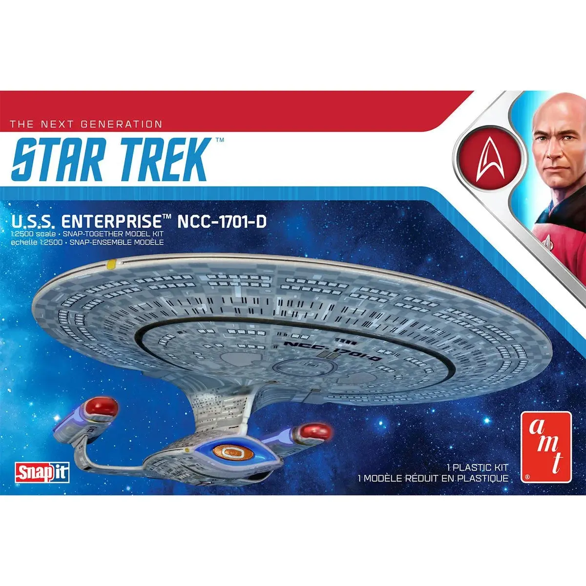 Round 2 - Amt - Star Trek - U.S.S. Enterprise Ncc-1701-D 1:2500 Scale Snap It Model Kit (Amt1126m) Low Stock 1