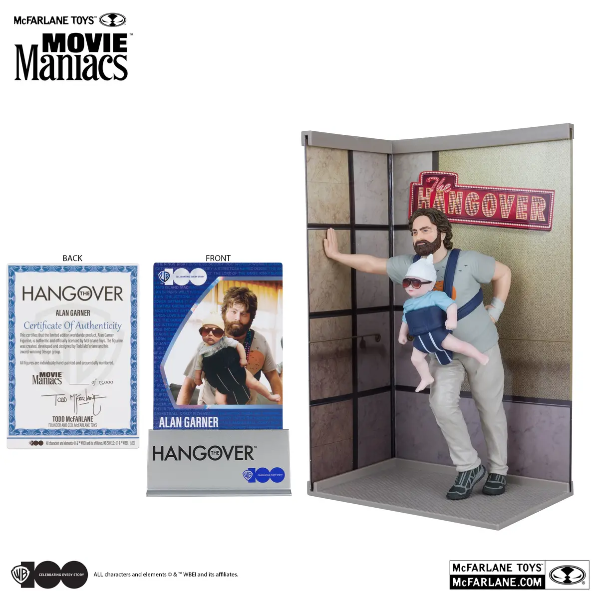 Mcfarlane Movie Maniacs Wb 100: Alan Garner (The Hangover) Limited Edition 6-Inch Posed Figure 14006 Low Stock 1