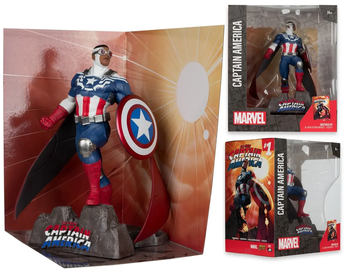 Mcfarlane Marvel Collection (All-New Captain America 1) Sam Wilson 1:10Th Scale Figure W/Scene 14807 Low Stock 1