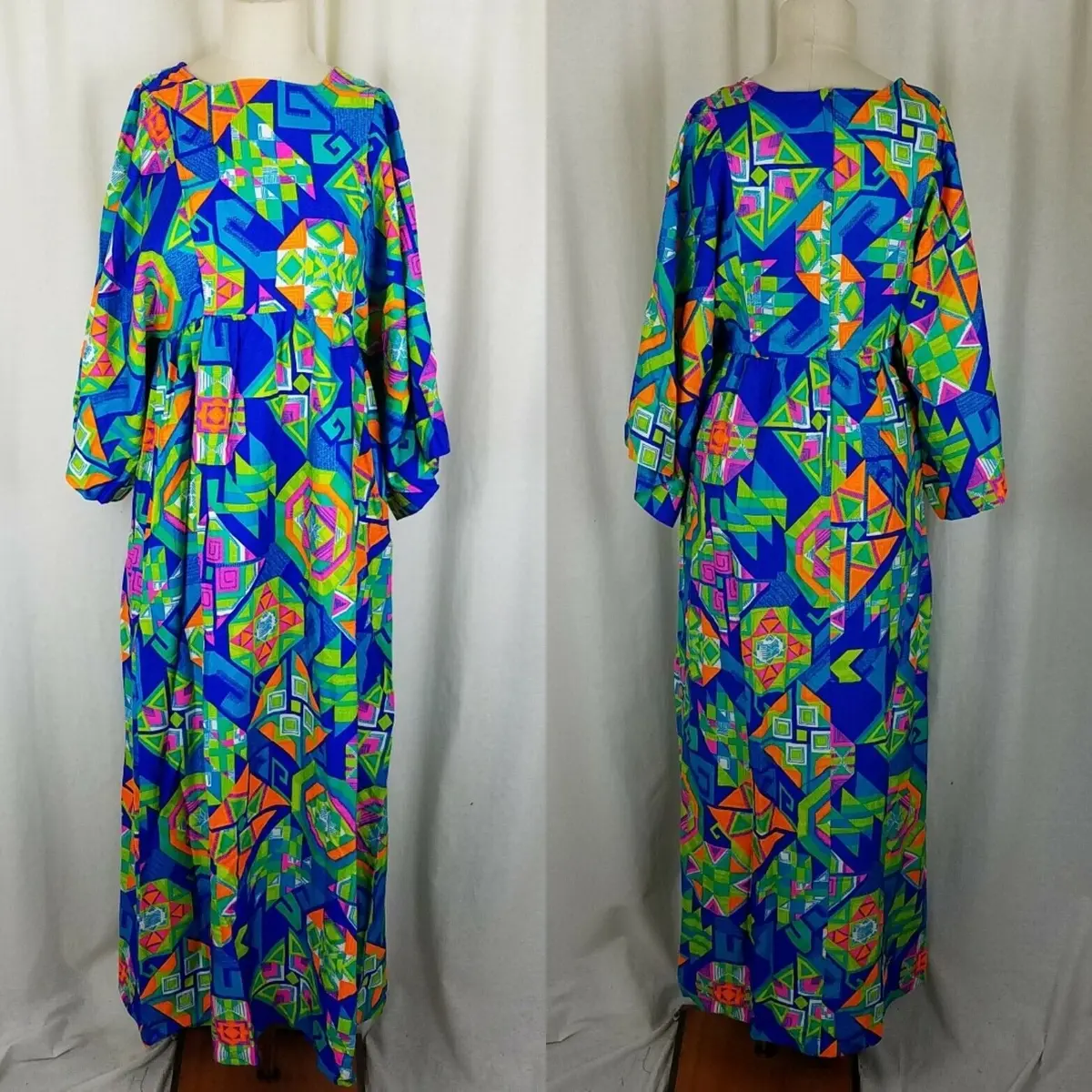 Vintage Mr. B Caftan Dress Kimono Ethnic Festival Maxi Boho 70S Womens M Bold 1