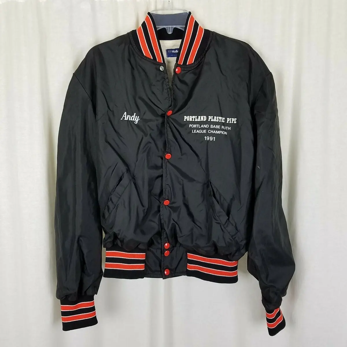 Vintage Holloway Satin Bomber Baseball Jacket Portland Pipe 1991 Champs Mens L 1