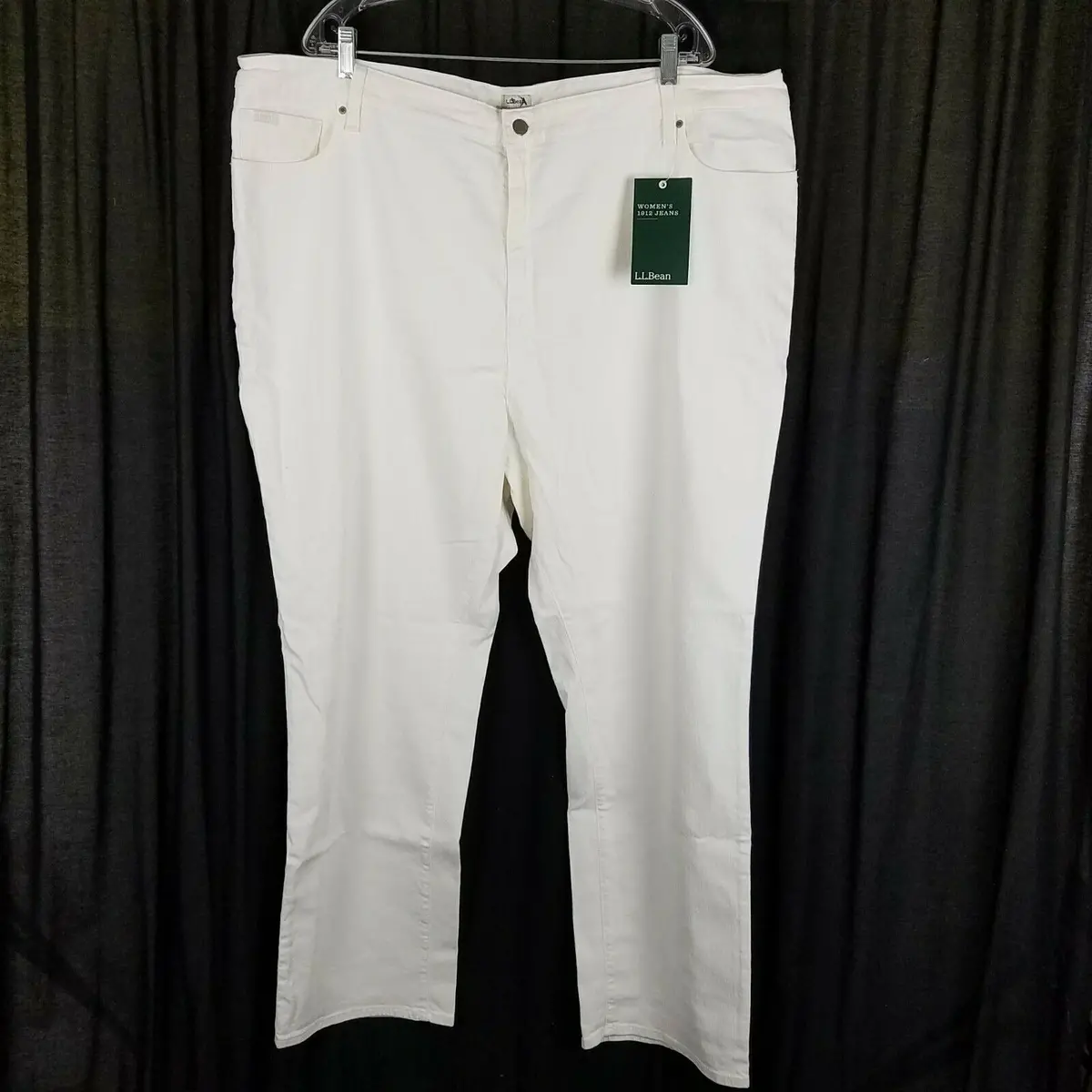 Ll Bean 1912 Classic Fit White Denim Jeans Womens 26W Nwt Plus Size Sea Salt 1