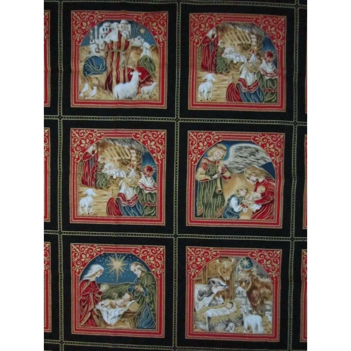 Seasons Greetings Fabric Freedom London England Cotton Fabric Holiday Nativity 1