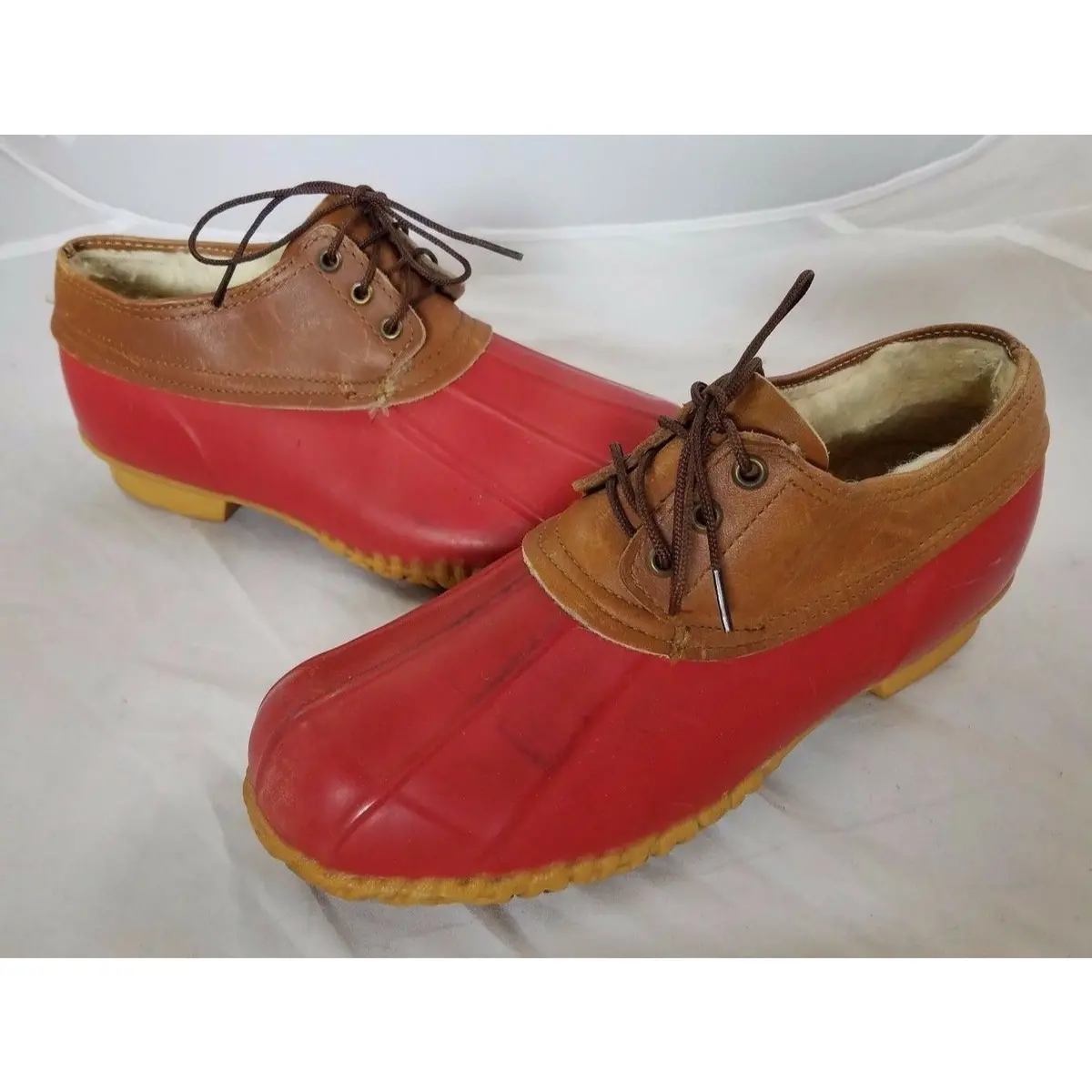 Vintage Sherpa Shearling Fleece Lined Red Rubber Duck Low Shoe Boots Womens 8 1